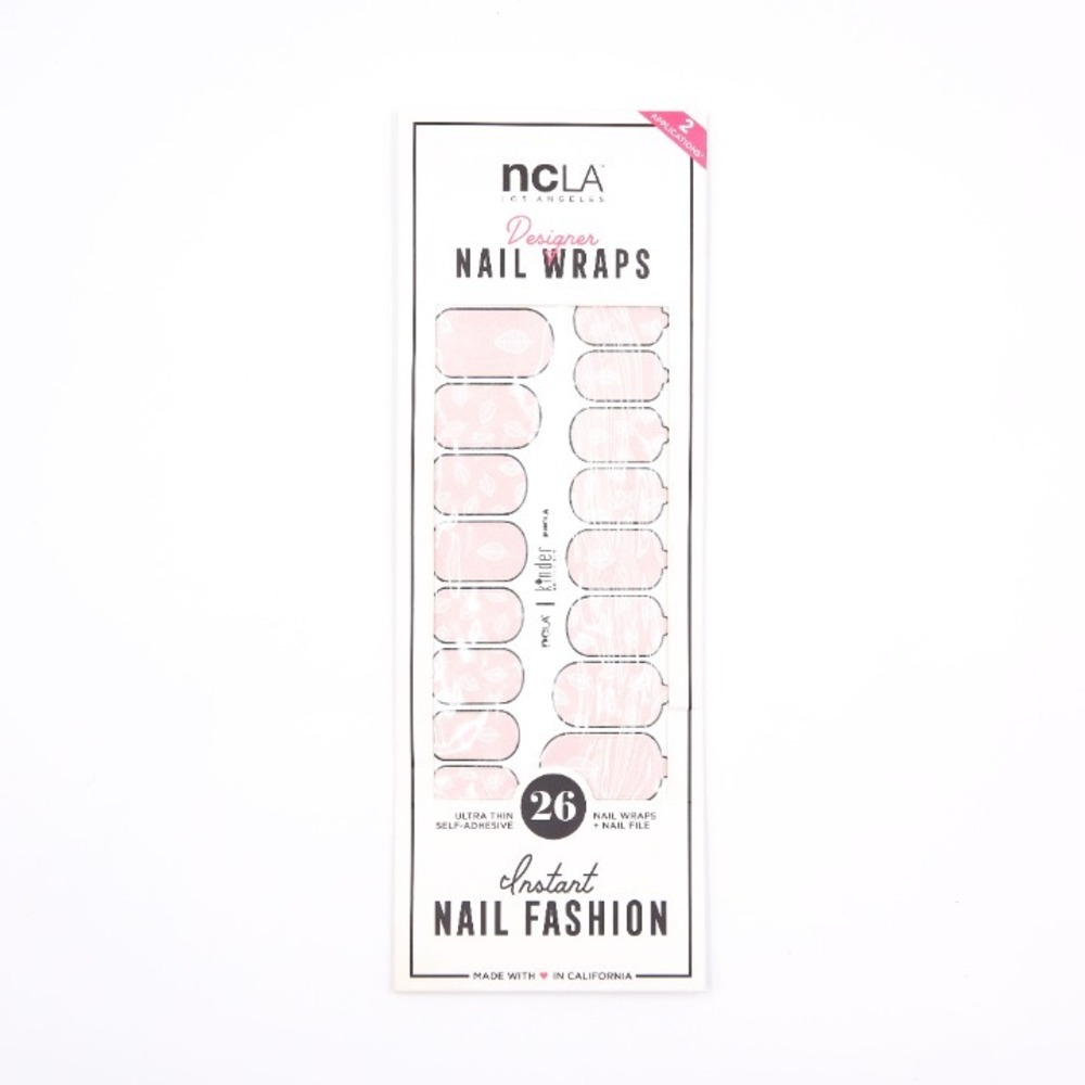ncLA Beauty - Designer Nail Wraps -‎ Light Pink with White Leaf Pattern